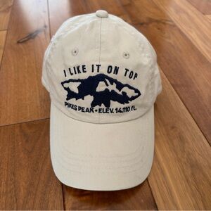 Pikes Peak Colorado Hat Cap Strap Back Khaki Embroidered I Like It On Top